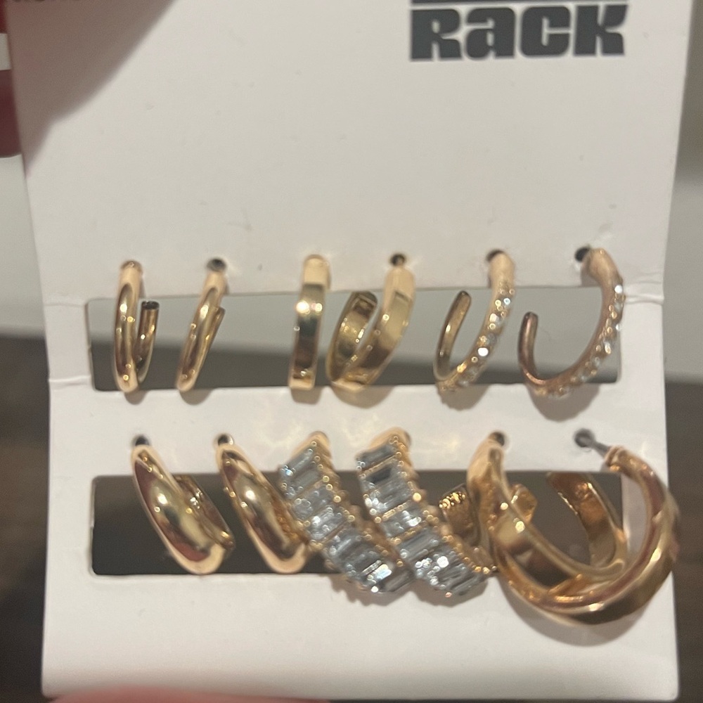 Nordstrom Gold and Silver Earring Collection 6 pairs hoops cz nickel free - Picture 2 of 2